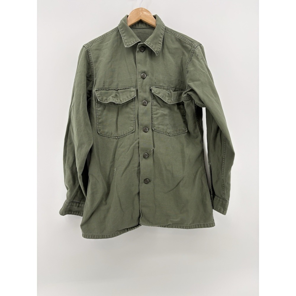 OG-107 Sateen Cotton Utility‎ Shirt US Military Vintage Vietnam Fatigue Patches